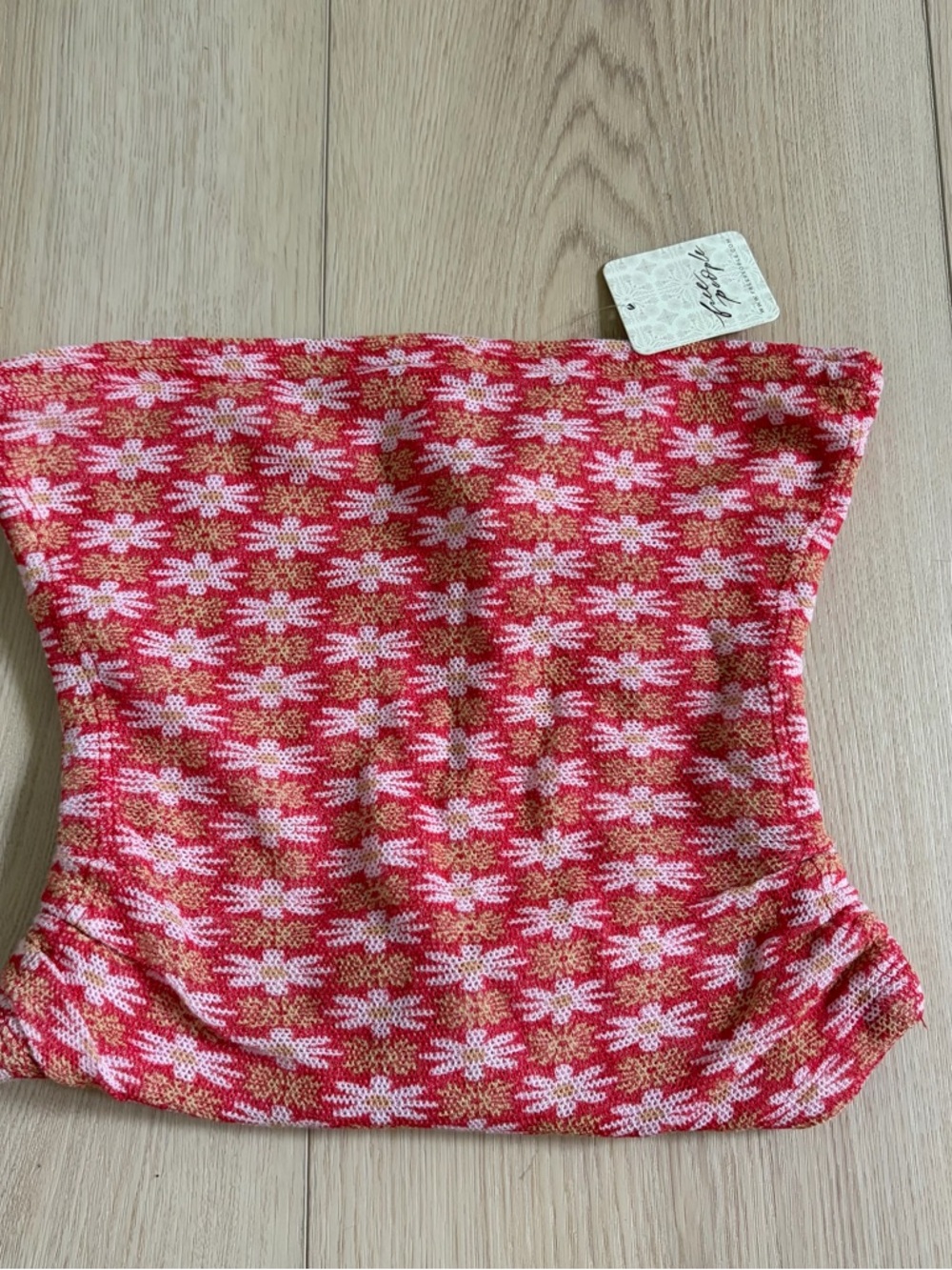 Free People Pink and Red Floral Tube Top